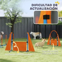 PawHut Kit de Agilidad para Perros Agility de 6 Piezas para Mascotas con Saltos Slalom Caja de Pausa Silbato y Pelotas(m-5)