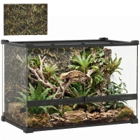 PawHut Terrarium für Reptilien Glasterrarium 48L mit Frontbelüftung Steinrückwand Drehverschluss 50 x 30 x 35 cm Schwarz(m-12)