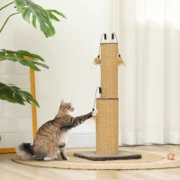 PawHut 78 cm 2-in-1 Katzenkratzpfosten mit 3 Spielzeugfedern, Braun(m-10)