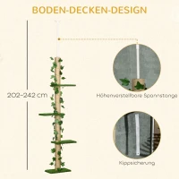 PawHut In Hoogte Verstelbare Krabpaal 202-242 cm, Antislip, Jutetouw-Palen, Spaanplaat, Groen/Geel(m-5)