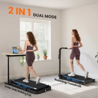 HOMCOM Folding Motorised Home Treadmill Walking Machine with LCD Monitor, Blue(m-4)