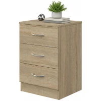 HOMCOM Three-Drawer Simple Bedside Table - Oak(m-15)