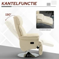 HOMCOM Relaxstoel, ligfunctie, lederlook, voetensteun, tot 150 kg, 78 x 80 x 109 cm, Creme(m-4)