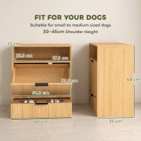 PawHut Pet Feeder Station with Storage, Dog Food Storage Container w/ 2 Raised Bowls, Tilt Out Cabinet, Slow Feeder Mat(m-3)
