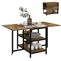 HOMCOM Opvouwbare eettafel, industriële stijl, 140 cm x 80 cm x 75 cm, bruin + zwart(m-11)