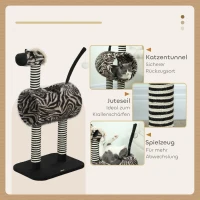 PawHut kattenboom, kattenboom in zebradesign, klimboom met kattentunnel, kattenkrabpaal met jutepaal, speelboom, kattenmeubilair, zwart+wit, 93 cm(m-5)