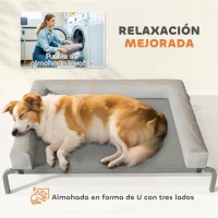 PawHut Cama Elevada para Perros Refrescante con Refuerzos Extraíbles Malla Transpirable y Marco de Acero 110x75x30 cm Gris(m-5)