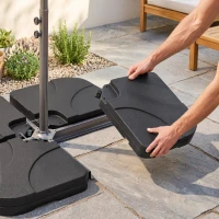 Outsunny Gewichtsplatten für Sonnenschirmständer, befüllbar, wetterbeständig, 104 cm x 104 cm x 7,5H cm, Schwarz(m-8)