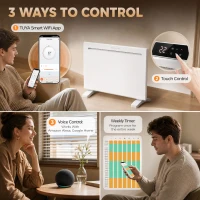 HOMCOM Smart Panel Heater Wall Mounted/Freestanding, Electric Heater with Weekly Timer, Open Window & Anti-Frost, 1000W, White(m-5)
