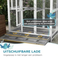 PawHut Houten vogelkooi met 4 zitstokken, asfaltdak, waterdicht, 112 x 68 x 154 cm(m-5)