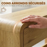 HOMCOM Table Console avec 2 Tiroirs, Console Meuble, 100 x 30 x 85 cm, Coins Arrondis et Plateau Épais, Bois Naturel(m-5)