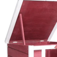 PawHut Conejera de Madera Exterior Jaula Caseta para Roedores Mascotas Pequeñas con Techo Asfáltico Se Puede Abrir y Rampa Antideslizante 42x51x43 cm Rojo(m-9)
