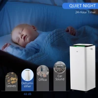 HOMCOM 3500mL Portable Dehumidifier with Air Purifier, 24H Timer, 5 Modes, 16L/Day, for Home Laundry, White(m-7)