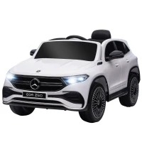 HOMCOM Elektro Kinderauto, lizenzierter Mercedes-Benz EQA, 3-8 km/h, Musik, Scheinwerfer, Hupe, Fernsteuerung, weiß(m-11)