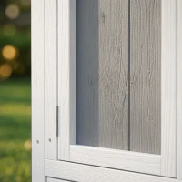 PawHut Hühnerstall Holz Hühnerhaus mit abschließbarer Tür Nistkasten wasserdichtem PET-Dach für 3-4 Hühner, 145x90x92 cm Grau(m-9)