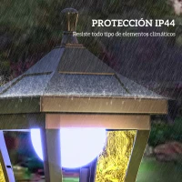 Outsunny Farol Solar de Jardín con 6h de Autonomía y Anclaje de Suelo Farol de Exterior en ABS y Policarbonato Ø15x127 cm Negro(m-7)
