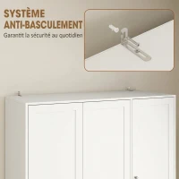 HOMCOM Armoire Chambre Penderie avec 4 Portes, 3 Tiroirs, Barre de Suspension et Étagère Réglable, 120 x 50 x 176,5 cm, Blanc(m-6)