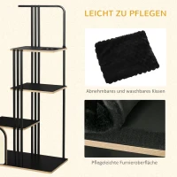 PawHut krabpaal, industrieel ontwerp, 3 plateaus, 2 kussens, kraswand, stalen frame, zwart, 85 x 48 x 170 cm(m-5)