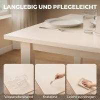 HOMCOM Esstisch für 8 Personen, Moderner Küchentisch mit Massivholzbeinen, 180 cm, Creme(m-6)