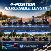 AIYAPLAY 12V Electric Go Kart for Kids with Dual Motors, Adjustable Seat, Soft Start, LED Lights, EVA Wheels, for Age 3-6, Green(m-5)