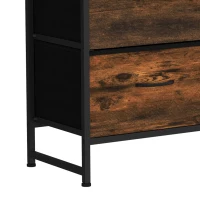 HOMCOM Rustic Chest of Six Fabric Drawers - Rustic Brown(m-12)