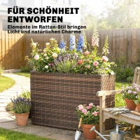 Outsunny Hochbeet mit verstellbaren Füßen, Rattan Blumenkasten mit herausnehmbarem Einsatz für Terrasse und Balkon, Braun(m-5)