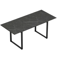 HOMCOM Uitschuifbare eettafel 140-180 cm voor 6-8 personen, rechthoekig, industrieel design met stalen frame, zwart(m-1)