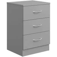 HOMCOM Three-Drawer Simple Bedside Table - Grey(m-1)