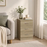 HOMCOM Three-Drawer Simple Bedside Table - Oak(m-9)
