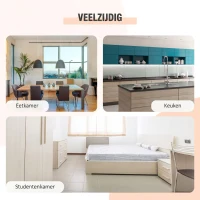 HOMCOM Inklapbare eettafel en bijzettafel met metalen frame, voor keuken of woonkamer, donker hout/wit(m-5)