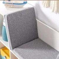 HOMCOM 2-in-1 Kinderregal Regal + Sitzbank inkl. Polster 103 cm × 30 cm × 62 cm Weiß + Grau(m-8)