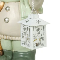 HOMCOM Sneeuwmanfiguur 43 cm van MgO met led-lantaarn en timer, voor entree en deuropening(m-11)