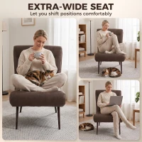 HOMCOM Modern Accent Chair with Footstool, Upholstered Lounge Chair with 64cm Wide Seat, Lumbar Pillow, Trapezoidal Backrest(m-5)