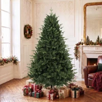 HOMCOM Brad de Crăciun artificial foarte realist, cu 1237 vârfuri turnate și suport metalic, 180 cm, Verde(m-2)