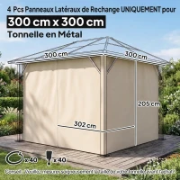 Outsunny 4 parois latérales pour pavillon de jardin tonnelle rigide 300 x 300 cm protéger de la pluie vent soleil beige(m-3)