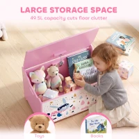 AIYAPLAY Storage Chest, Wooden Toy Chest with Lid, Flip-Top, Security Hinges and Anti-Pinch Design for Kids, Pink(m-4)