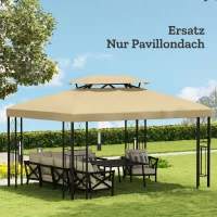 Outsunny Acoperiș de Rezervă pentru Pavilion 4x3 m din Poliester Anti-UV cu Structură în 2 Nivele, Crem(m-7)
