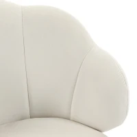HOMCOM Chaise Bureau en Velours, Chaise Coiffeuse avec Dossier en Pétale, Hauteur Réglable, Fonction Bascule, Crème(m-12)