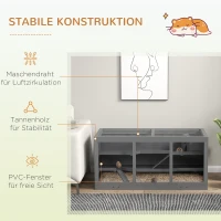 PawHut Kleindierkooi, Nagerkooi, Kleine Dierenverblijf, Afsluitbaar, Hout, Onderhoudsvriendelijk, Grijs(m-5)