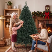 HOMCOM Árvore de Natal 180 cm Artificial com 820 Ramos Retardantes de Chama, Base em Aço Dobrável, Verde(m-5)