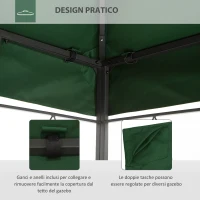 Outsunny Copertura per Gazebo 4x3 m a 2 Livelli in Poliestere con Cinghie e 10 Fori di Drenaggio, Verde(m-6)