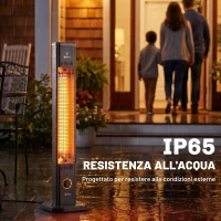 Outsunny Riscaldatore Elettrico a Infrarossi 2000 W con Custodia, IP65, Nero(m-5)