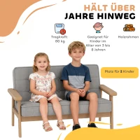 AIYAPLAY Kinderfauteuil, kindersofa met houten frame, velourslook, gestoffeerd, voor kinderen van 3-15 jaar Grijs(m-5)