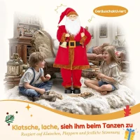 HOMCOM Weihnachtsmann 120 cm Nikolaus Figur mit Beweglichem Kopf und Armen, Glocke und Sack, Geräusch- und Berührungssensor(m-5)