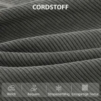 HOMCOM Schlafsofa mit verstellbarer Rückenlehne, Bettfunktion, verstecktem Stauraum und Cordbezug, Grau(m-7)