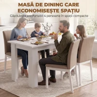 HOMCOM Masă de dining modernă cu spațiu de depozitare, 120 cm, albă(m-4)