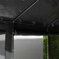 Outsunny Gazebo per Auto e Feste con Altezza Regolabile, 4 Porte e 4 Finestre, 6x3m Grigio Scuro(m-8)