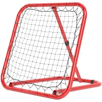 HOMCOM Fußball Rebounder-Netz, klappbar, Rückprallwand, Verstellbar in 5 Stufen, Metall, 78 x 84 x 65-78 cm, Rot(m-11)