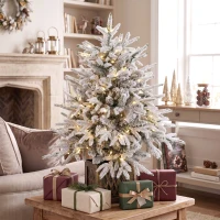 HOMCOM 90 cm Prelit Flocked Table Christmas Tree, Artificial Christmas Tree with 70 Warm White LED Lights, 488 Tips, Green(m-8)