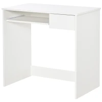 HOMCOM Bureau d'Ordinateur, 80 x 45 x 75 cm, Bureau avec Rangement, Plateau pour Clavier et Tiroir, Blanc(m-12)